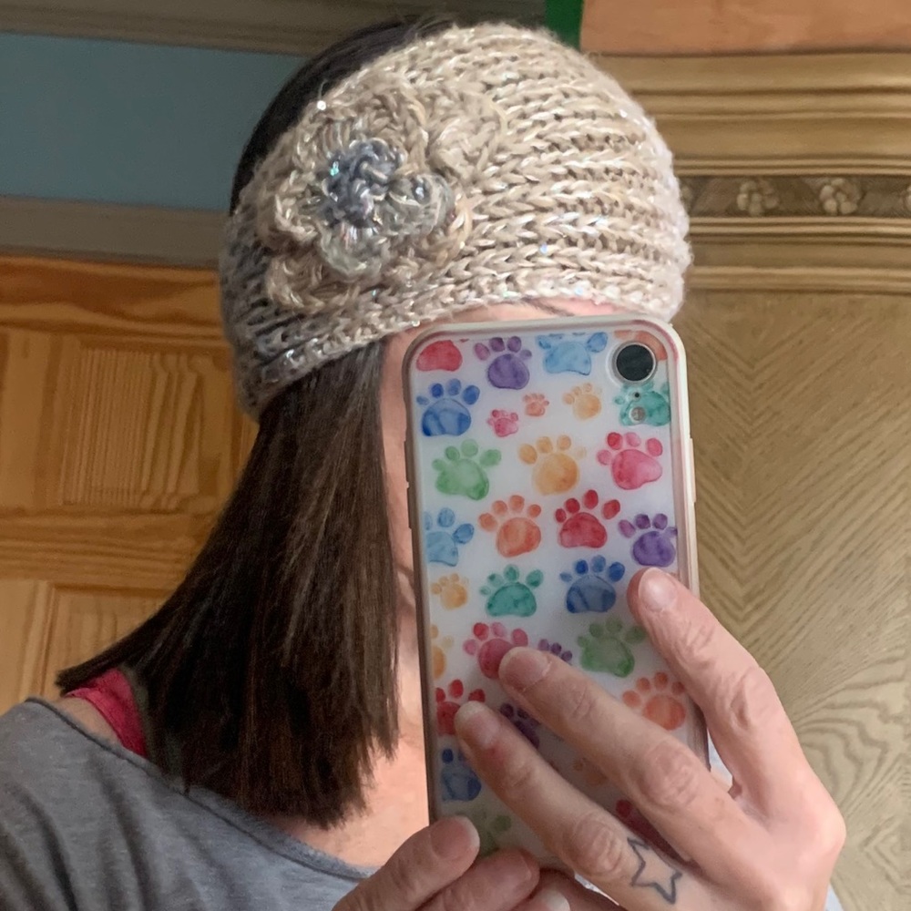 2/$10 Candies Head Wrap Ear Warmer Hat Beige Gray